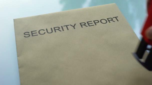 Security Report Top Secret Stamping Seal Folder Important Documents — Stock Video