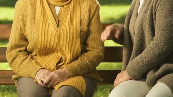 Senior Woman Comforting Widow Supporting Illness True Female Friendship — Stock Video