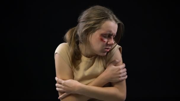 Opfer Sexueller Sklaverei Vor Laufender Kamera Menschenrechtsverletzungen Häusliche Gewalt — Stockvideo