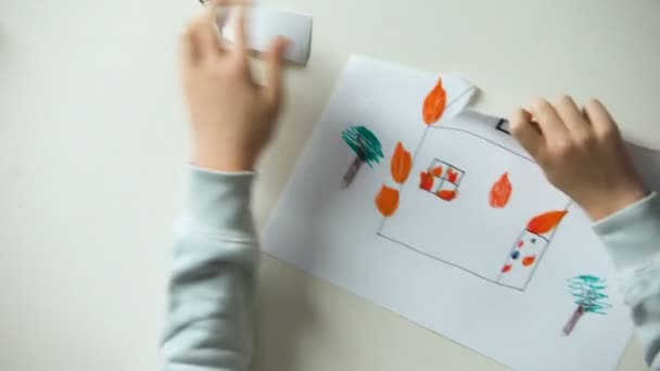 Petit Tableau Déchirant Avec Maison Feu Petits Morceaux Concept Problèmes — Video