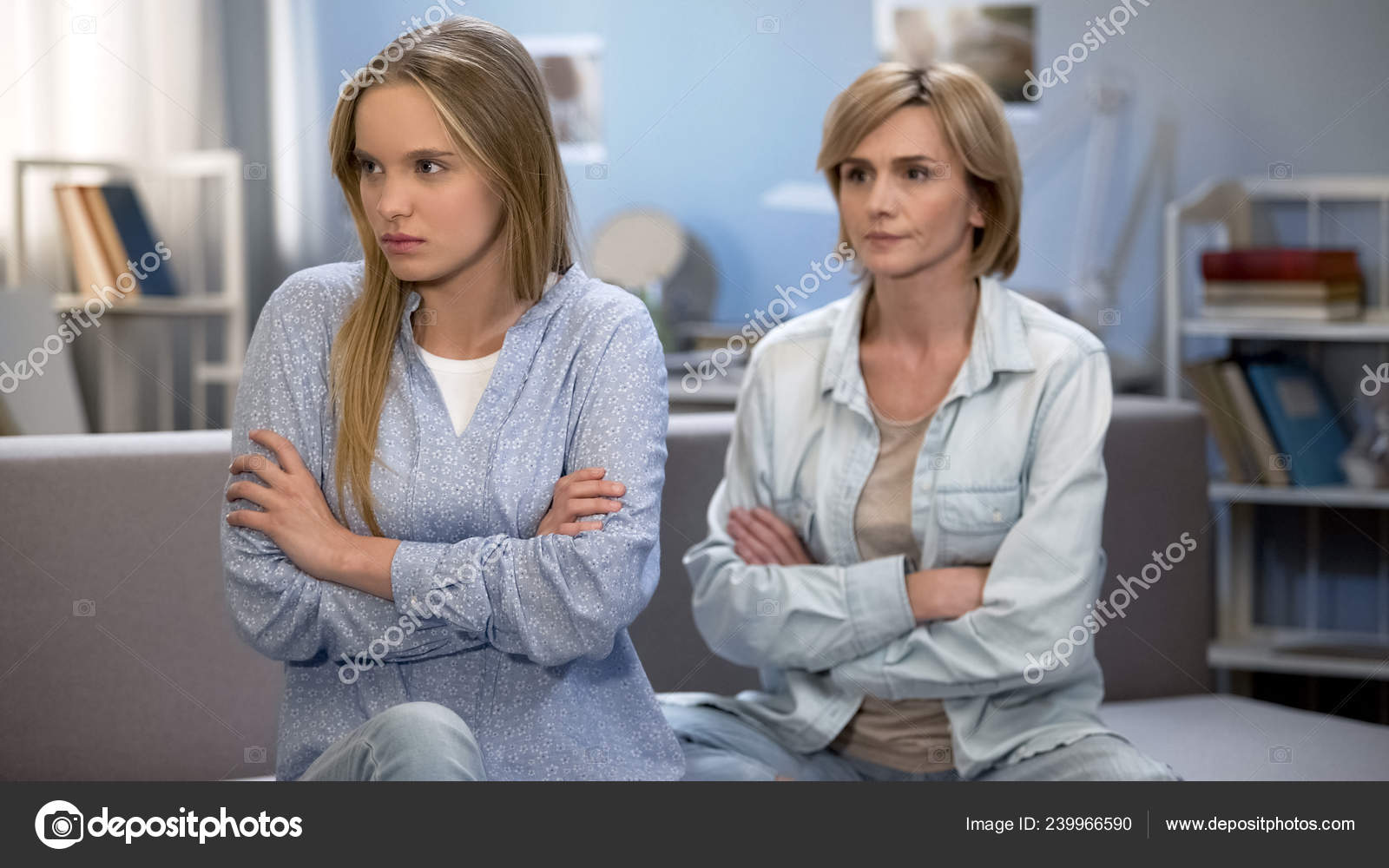 Mother Daughter Arguing Home Serious Conflict Misunderstanding Family