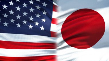 Amerika Birleşik Devletleri ve Japonya bayrakları arka plan, diplomatik ve ekonomik ilişkileri