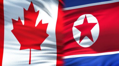 Kanada ve Kuzey Kore bayrakları arka plan, diplomatik ve ekonomik ilişkileri