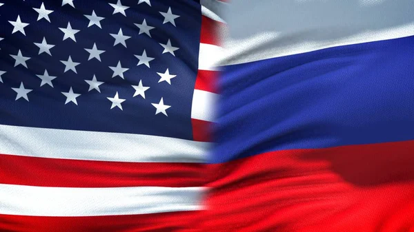 Verenigde Staten Rusland Vlaggen Achtergrond Diplomatieke Economische Betrekkingen — Stockfoto