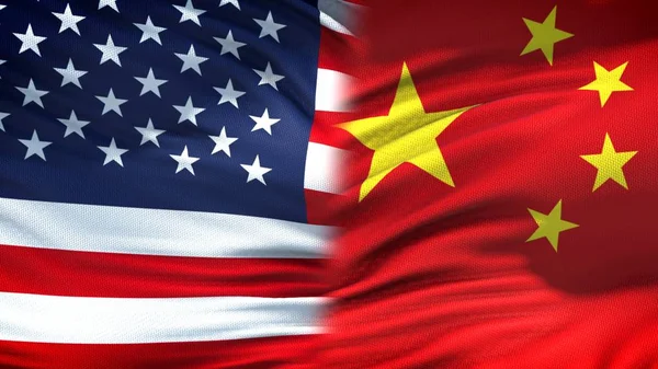 Yhdysvaltojen Kiinan Liput Tausta Diplomaattiset Taloudelliset Suhteet — kuvapankkivalokuva