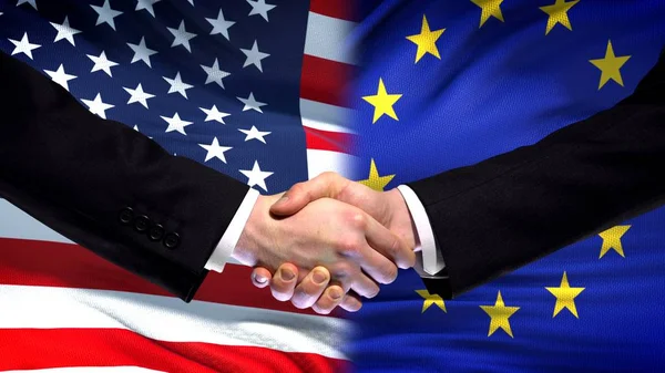 United States Handshake International Friendship Flag Background — Stock Photo, Image