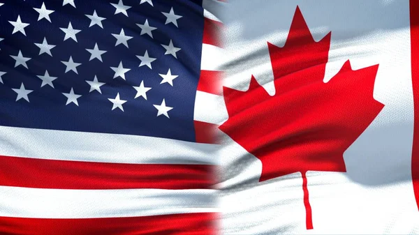 Verenigde Staten Canada Vlaggen Achtergrond Diplomatieke Economische Betrekkingen — Stockfoto