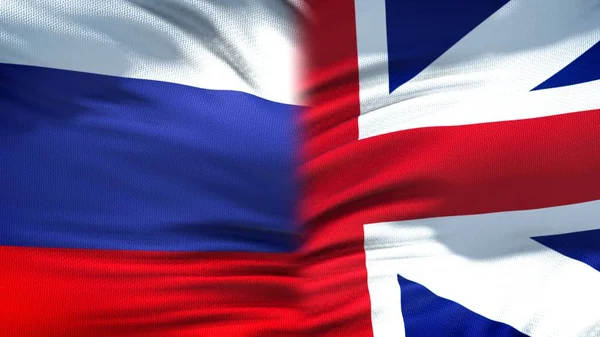 Rusland Groot Brittannië Vlaggen Achtergrond Diplomatieke Economische Betrekkingen — Stockfoto