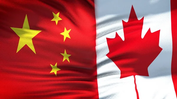 Китай Канада Флаги Фона Дипломатические Экономические Отношения Торговля — стоковое фото