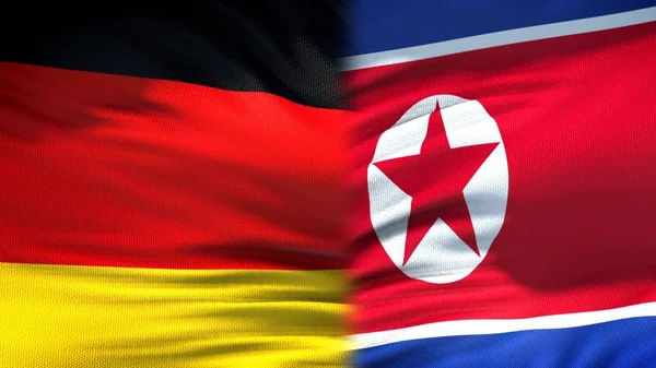 Bandeiras Alemanha Coreia Norte Antecedentes Relações Diplomáticas Económicas — Fotografia de Stock