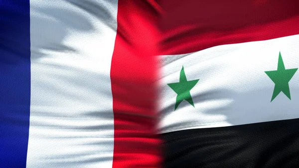 France Syria Flags Background Diplomatic Economic Relations Security — Stock Photo, Image