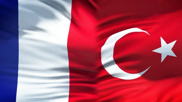 Fransa Türkiye Bayrakları Arka Plan Diplomatik Ekonomik Ilişkiler Finans — Stok fotoğraf