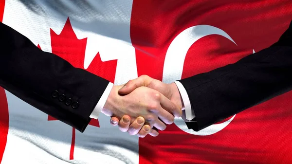 Canada Turkije Handdruk Internationale Vriendschap Relaties Vlag Achtergrond — Stockfoto