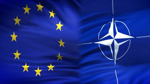 European Union Nato Flags Background Diplomatic Economic Relations — Stock Photo, Image