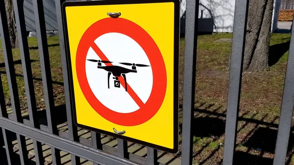 Aucun Panneau Drone Entrée Parc Interdiction Des Quadrocoptères Vie Privée — Photo