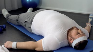 Tembel yağ yalan fitness gıda evde, obezite zorluklar, zayıf kasları