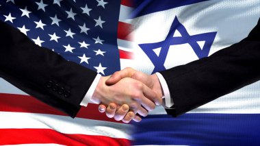 Amerika Birleşik Devletleri ve İsrail el sıkışma, Uluslararası dostluk, arka plan bayrak