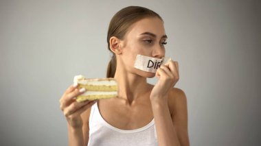 Alarak ağız bandı, dur diyet, günaha ince kız pasta, yemek için tercih