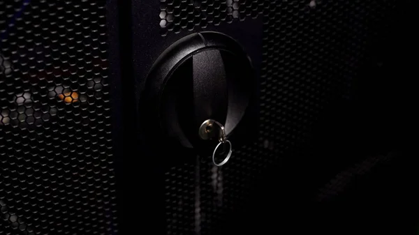 Porta Fechada Com Chave Para Racks Servidor Computador Caixa Interruptor — Fotografia de Stock