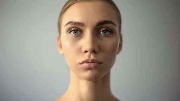 Gyönyörű Női Közelről Természetes Szépség Modell Alkotó Portréja — Stock Fotó