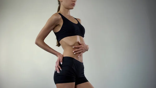 Deportiva Haciendo Ejercicios Respiración Pérdida Peso Estilo Vida Activo Vientre — Foto de Stock