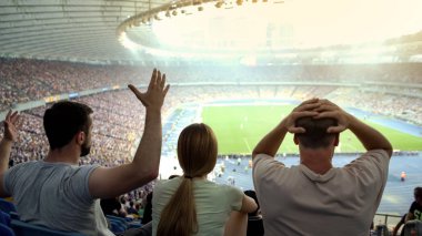 Disappointed football fans unsatisfied with referee decision, emotional game clipart