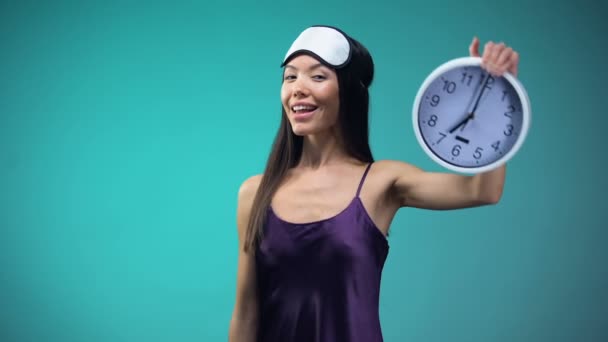 Llena Energía Mujer Despierta Temprano Mañana Estilo Vida Saludable Valor — Vídeos de Stock