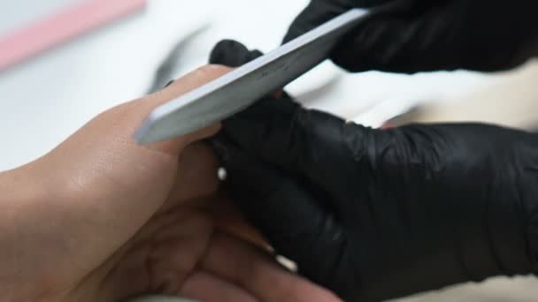 Manicure Indienen Vormgeving Van Vrije Rand Voor Client Nagels Schoonheid — Stockvideo