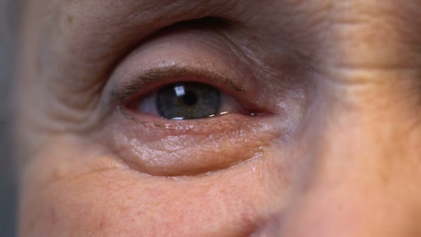 Μάτι Των Παλιών Ζαρωμένο Πρόσωπο Βαθιά Σοφία Και Αντίληψη Εμπειρία — Αρχείο Βίντεο