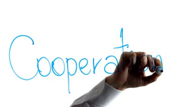 İş adamı el Beyaz tahta, Şirket tanıtımı işbirliği söz yazma