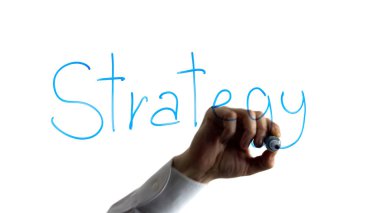 Strateji kelimeyi yazmaya beyaz tahta, Şirket tanıtımı, rapor iş adamı