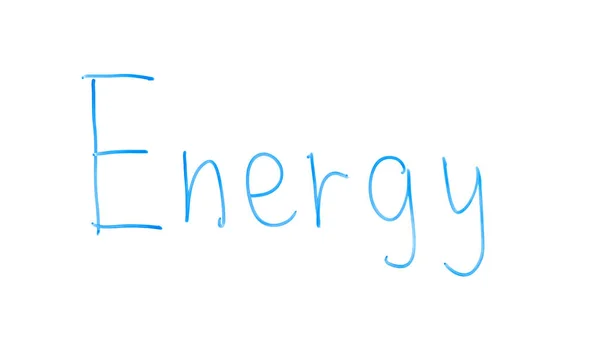 Palavra Energia Escrita Vidro Fontes Alternativas Geração Energia Ciência — Fotografia de Stock
