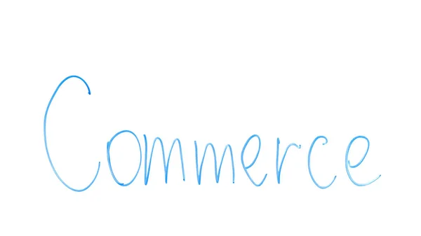 Commerce Słowo Napisane Szkle Aktywności Zakupów Sprzedaży Firm Handlowych — Zdjęcie stockowe