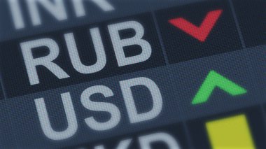Rus Rublesi düşüyor, Amerikan Doları yükselen, Döviz Kuru dalgalanma, ekran