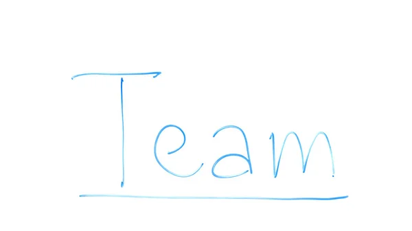 チームに字を書いてガラス チームワーク つの会社の人々 の間の協力 — ストック写真
