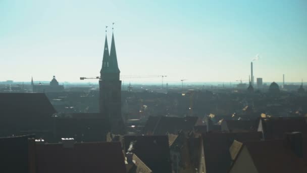 Antiga Cidade Europeia Centro Cidade Panorama Telhados Vermelhos Vista Aérea — Vídeo de Stock