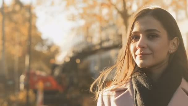 Jovem Alegre Inspirada Sorrindo Sentindo Novas Oportunidades Pesquisa Social — Vídeo de Stock