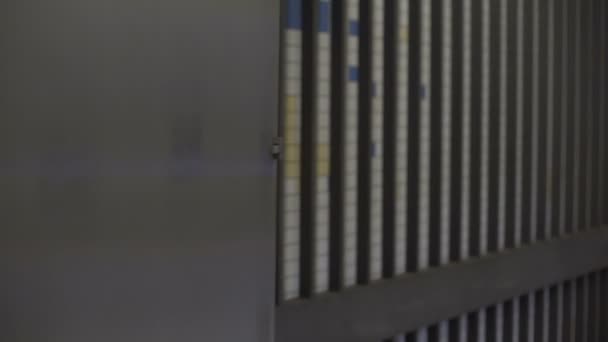 Camera Sliding Young Lady Escalator Criminal Spying Victim Hazard — Stock Video