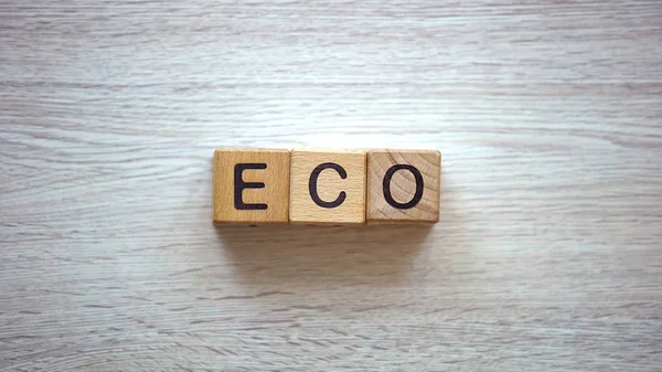 Eco Word Gemaakt Van Houten Kubussen Manieren Zorgen Voor Milieu — Stockfoto