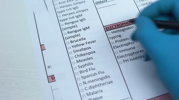 Yellow fever, doctor checking disease in lab blank, showing blood sample in tube — Stock Video