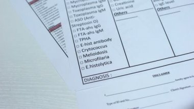 Microfilaria, laboratuvar boş, gösteren kan örneğinde tüp içinde ad denetleme doktor