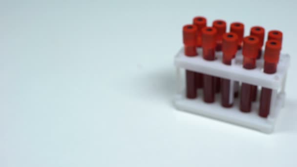 Westelijke vlek, arts weergegeven: bloedmonster in de buis, lab onderzoek, gezondheid check-up — Stockvideo