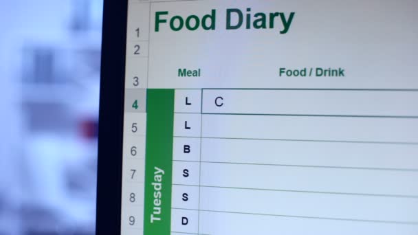 Person writing coke into online food diary, counting calories intake, dieting — Stock Video