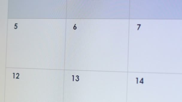 Reunión de mecanografía de persona en calendario en línea, fecha o recordatorio de cita de negocios — Vídeo de stock