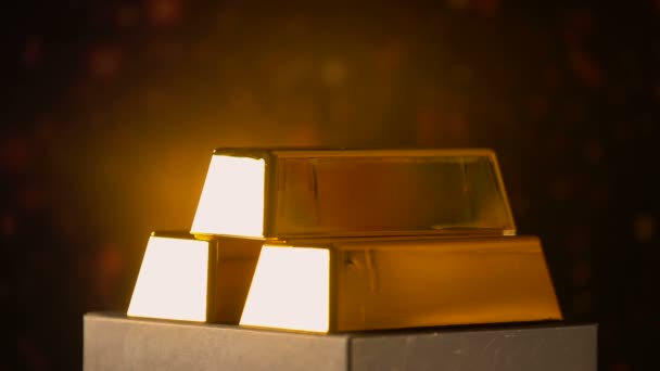 Gold bars on shiny background, financial investment and capital, pyramid scheme — Stock Video