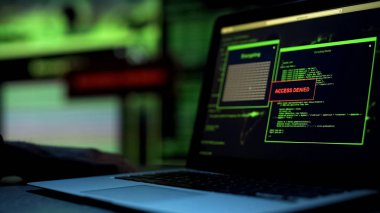 Erişim engellendi üzerinde yazılı laptop perde, Hack girişimi engelleme sunucu ileti