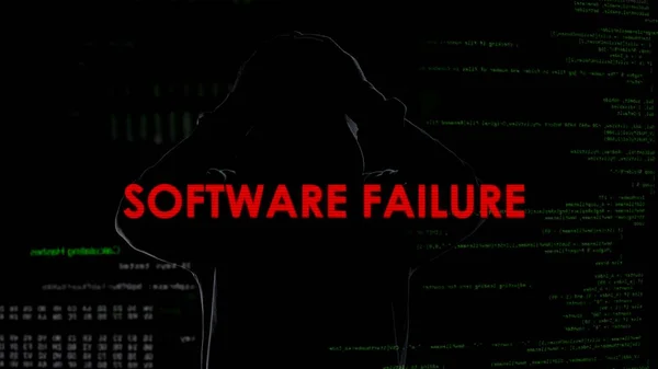 Falha Software Tentativa Mal Sucedida Hackear Servidor Criminoso Desapontado — Fotografia de Stock