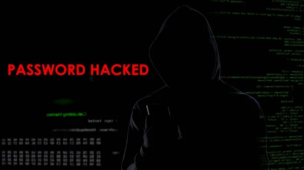 Uomo Segreto Hackerato Password Banca Conto Cliente Attacco Alla Privacy — Foto Stock