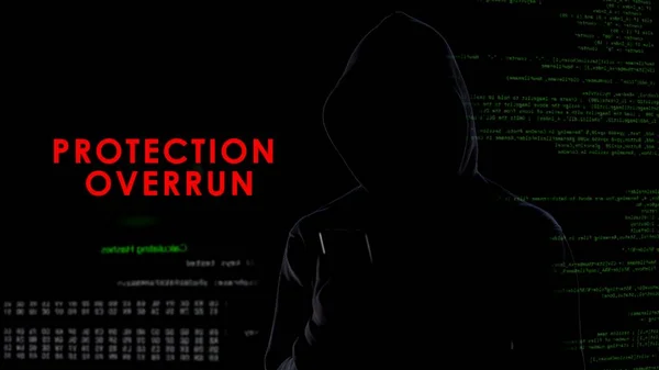 Proteção Invadida Homem Escuro Sem Rosto Hacking Smartphone Sistema Segurança — Fotografia de Stock