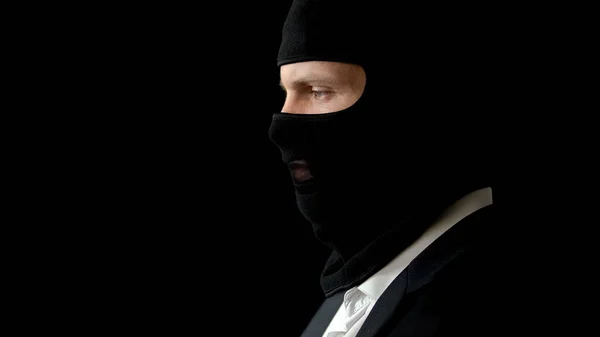 Gangster Suit Balaclava Ready Crime Illegal Business Deal Trade — Stock Photo, Image